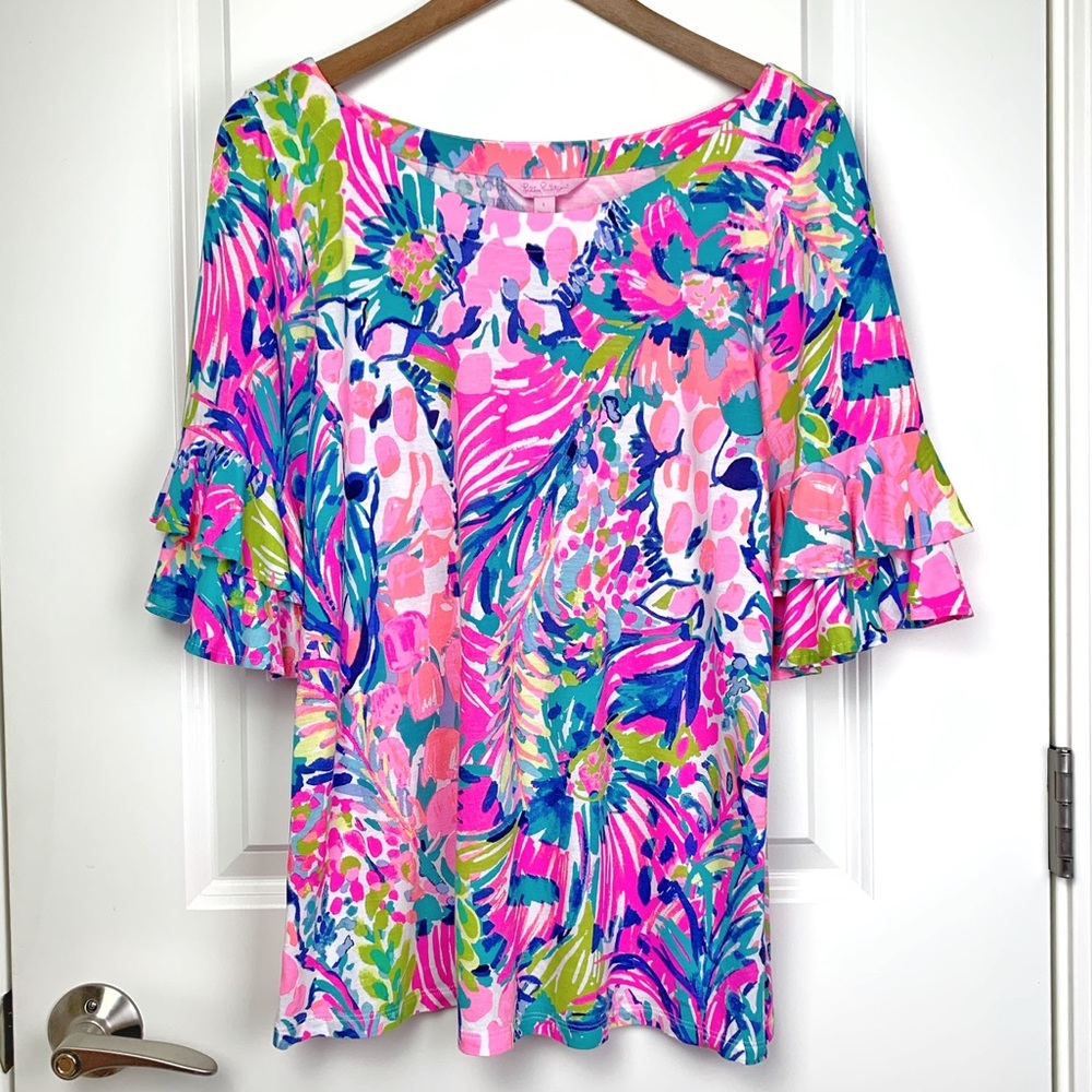 Lilly Pulitzer Lula Top RARE Gumbo Limbo L